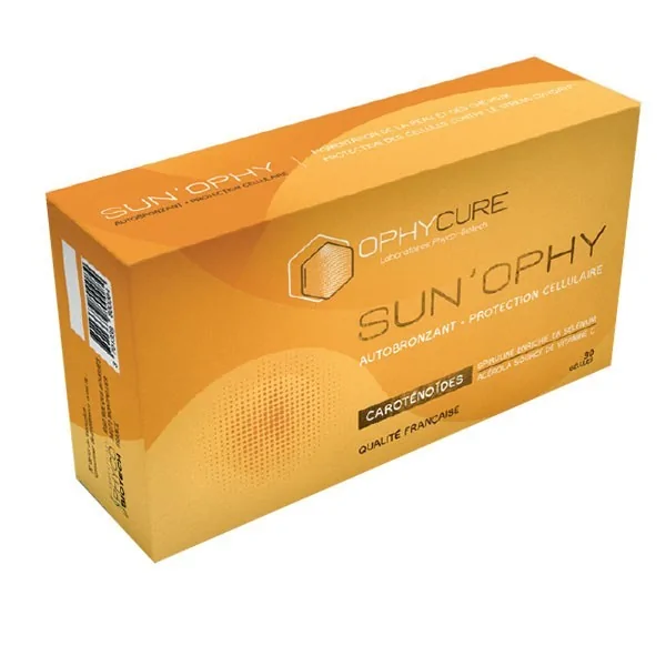 SUN'ophy Autobronzant et protection cellulaire. Nutricosmetique solaire Ophycure soleil carotene